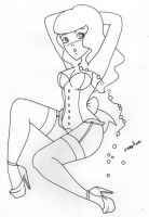 In classic pinup style: Girl + Her Favorite High Heels + Her Favorite Dress + Her (Uh-oh) Broken Pearl Necklace!